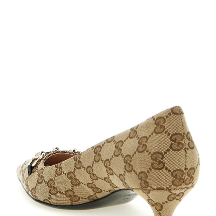 Gucci Beige Polyester Mid Heel Pumps