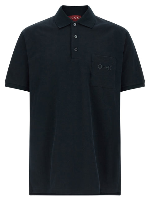 Gucci Blue Cotton Polo Shirt Gucci