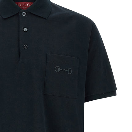 Gucci Blue Cotton Polo Shirt Gucci