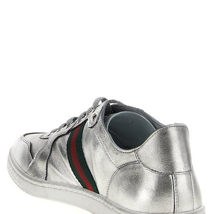 Gucci Silver Lamb Leather Athletic Sneakers