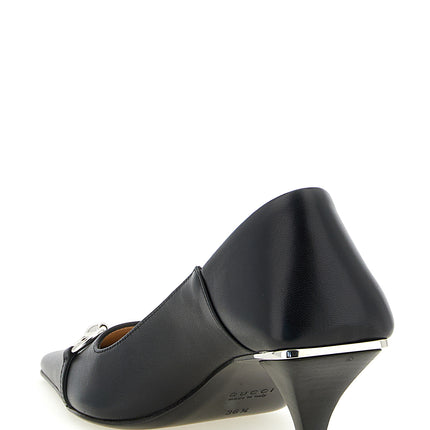 Gucci Black Lamb Leather Mid Heel Pumps Gucci