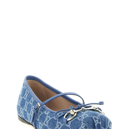 Gucci Blue Cotton Ballet Flats