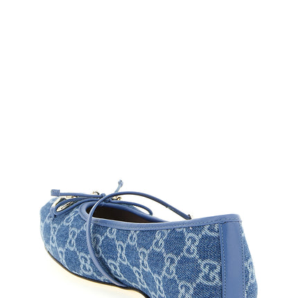Gucci Blue Cotton Ballet Flats