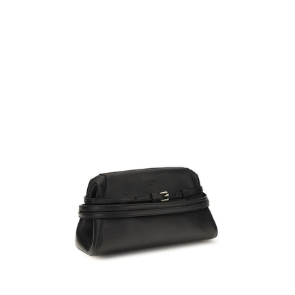 Moschino Black Goatskin Clutch Bag
