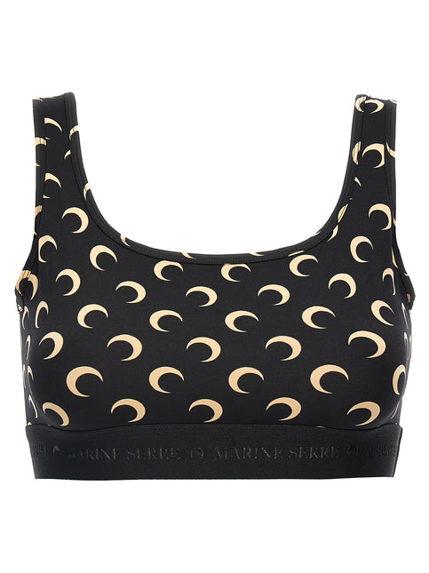 Marine Serre Black Polyamide Sport Bra