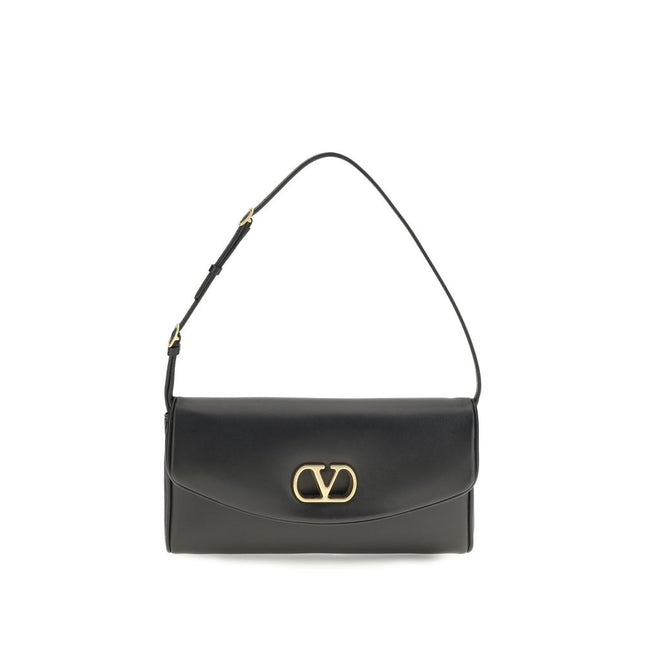 Valentino Garavani Black Calf Leather Bos Taurus Shoulder Bag
