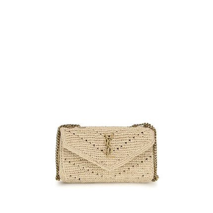 Saint Laurent Beige Raffia Shoulder Bag