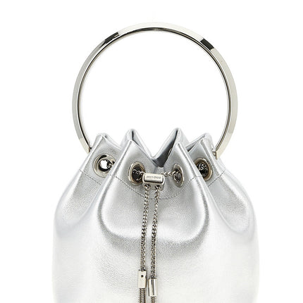 Jimmy Choo Silver Lamb Leather Handbag