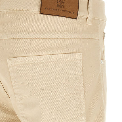 Brunello Cucinelli Beige Cotton Straight-Leg Jeans