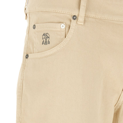 Brunello Cucinelli Beige Cotton Straight-Leg Jeans