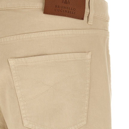 Brunello Cucinelli Beige Cotton Tapered Jeans