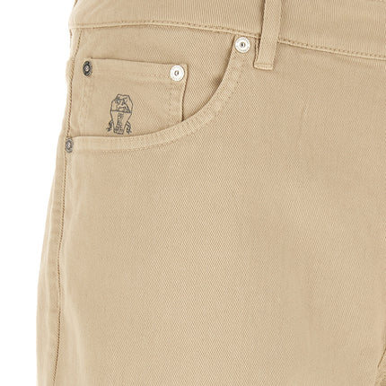 Brunello Cucinelli Beige Cotton Tapered Jeans