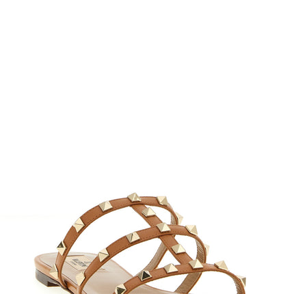 Valentino Garavani Beige Calfskin Flat Sandals Valentino Garavani