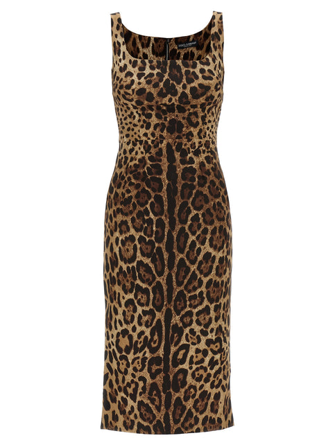 Dolce & Gabbana Brown Silk Midi Dress Dolce & Gabbana