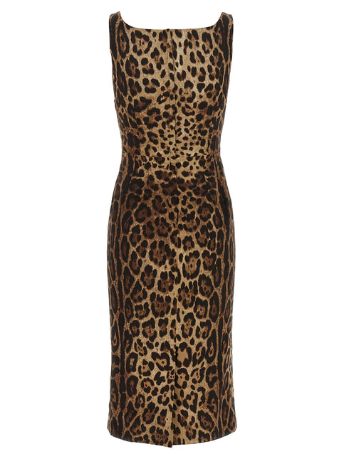 Dolce & Gabbana Brown Silk Midi Dress Dolce & Gabbana
