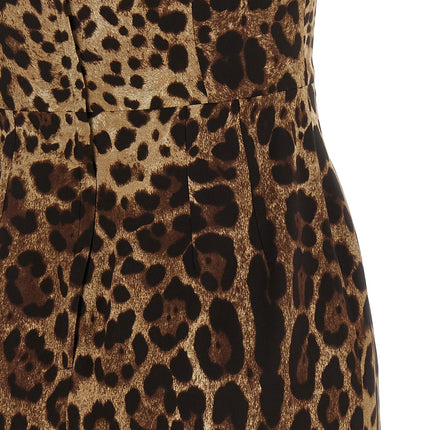 Dolce & Gabbana Brown Silk Midi Dress Dolce & Gabbana