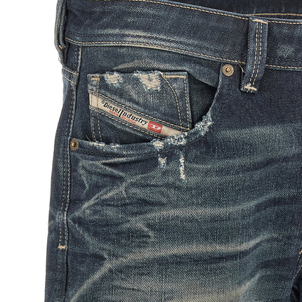 Diesel Blue Cotton Straight-Leg Jeans