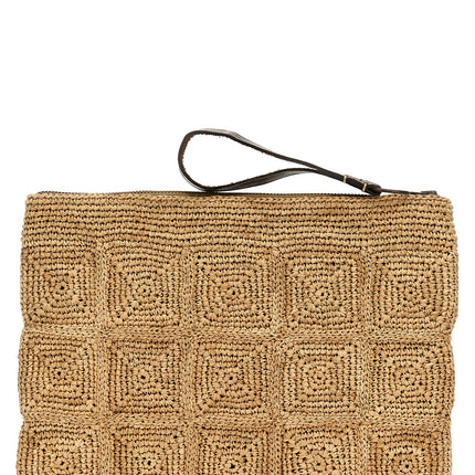Ibeliv Beige Raffia Clutch Bag