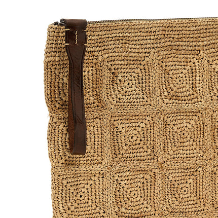 Ibeliv Beige Raffia Clutch Bag