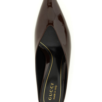 Gucci Bordeaux Calfskin Mid Heel Pumps