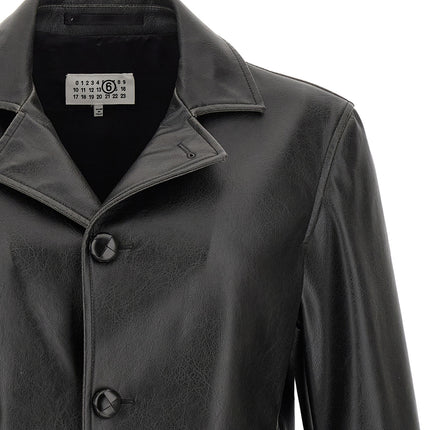 MM6 Maison Margiela Black Polyester Leather Jacket