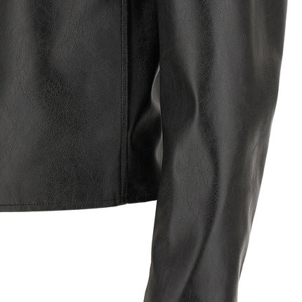 MM6 Maison Margiela Black Polyester Leather Jacket