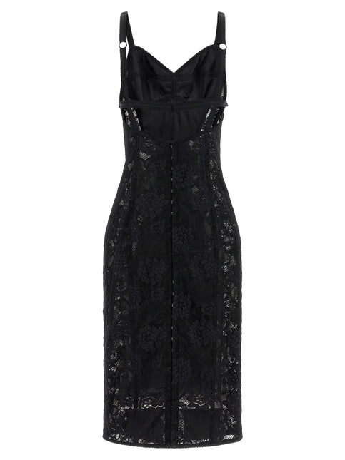 Dolce & Gabbana Black Polyamide Midi Dress