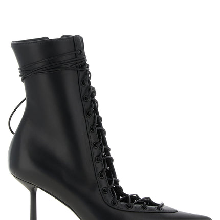 LE SILLA Black Lamb Leather Ankle Boots