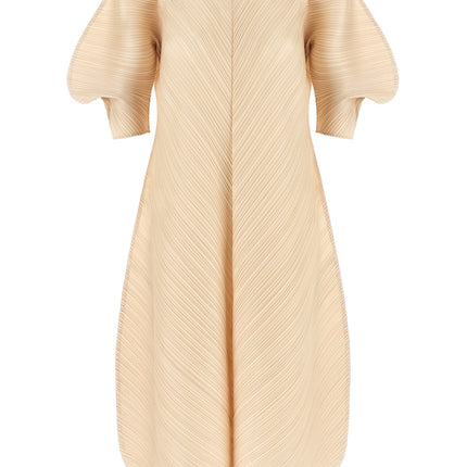 PLEATS PLEASE ISSEY MIYAKE Beige Polyester Midi Dress
