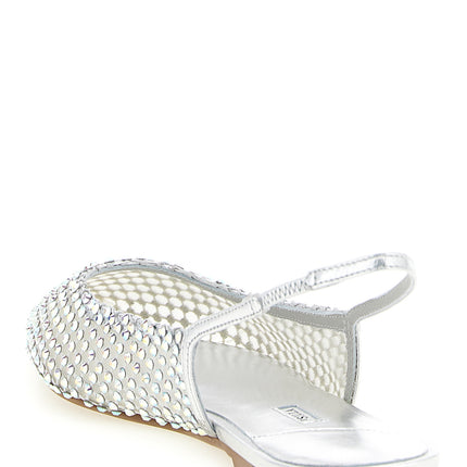 LE SILLA Silver Polyester Ballet Flats