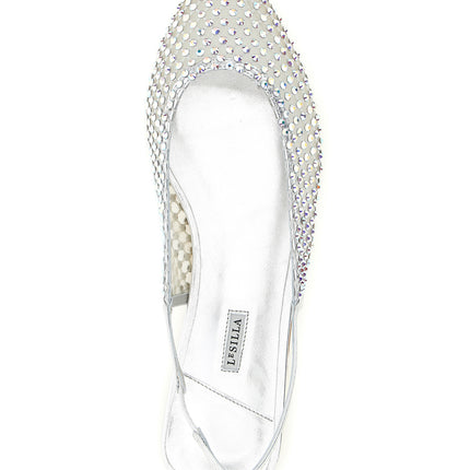 LE SILLA Silver Polyester Ballet Flats