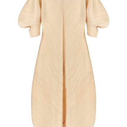 PLEATS PLEASE ISSEY MIYAKE Beige Polyester Midi Dress