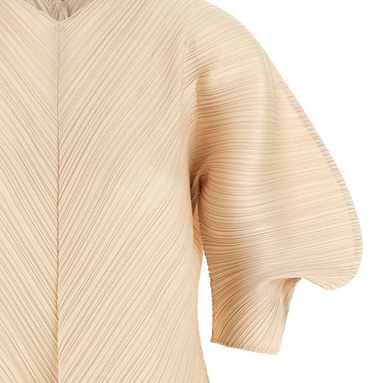 PLEATS PLEASE ISSEY MIYAKE Beige Polyester Midi Dress