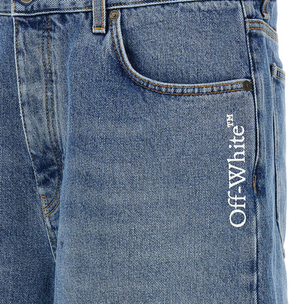 Off-White Blue Cotton Bermuda Shorts Off-White