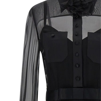 Dolce & Gabbana Black Silk Midi Dress