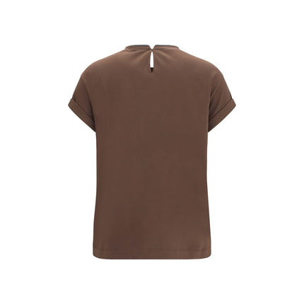 Brunello Cucinelli Brown Elastane T-Shirt