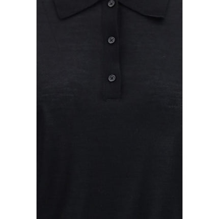 Loulou De Saison Black Cashmere Polo Shirt
