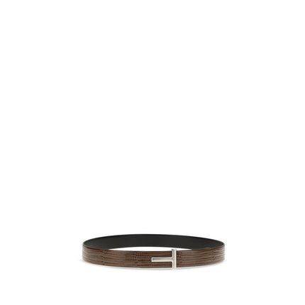 Tom Ford Brown Calf Leather Bos Taurus Belt