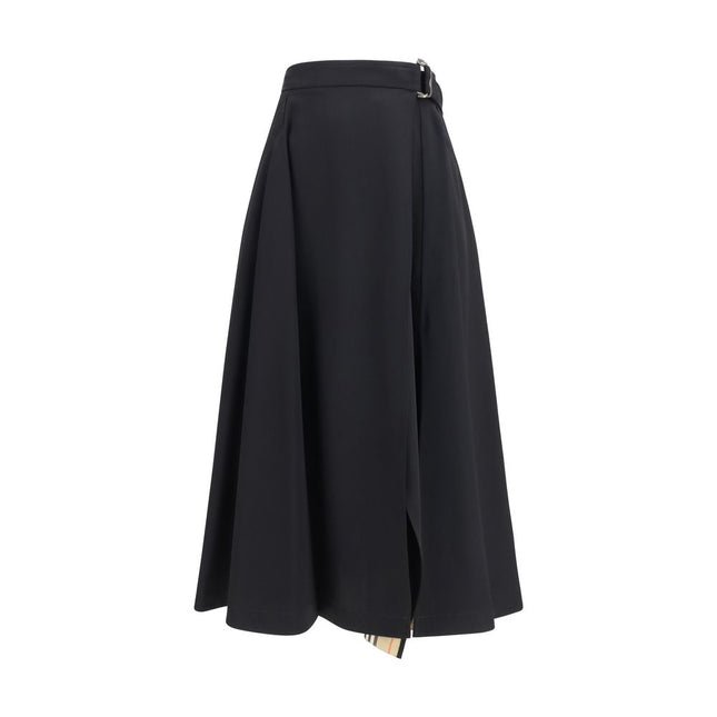 Burberry Black Wool Oves Aries Midi Skirt