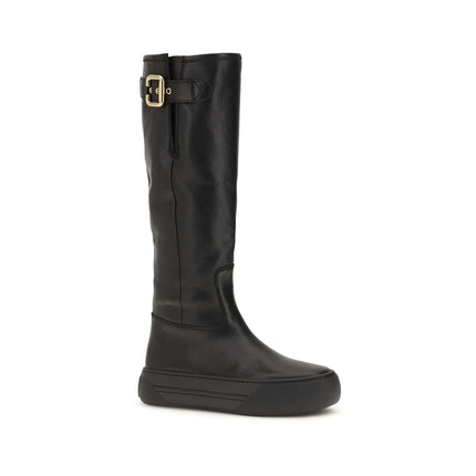 Chloé Black Calf Leather Bos Taurus Flat Boots