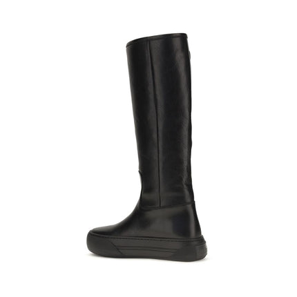 Chloé Black Calf Leather Bos Taurus Flat Boots