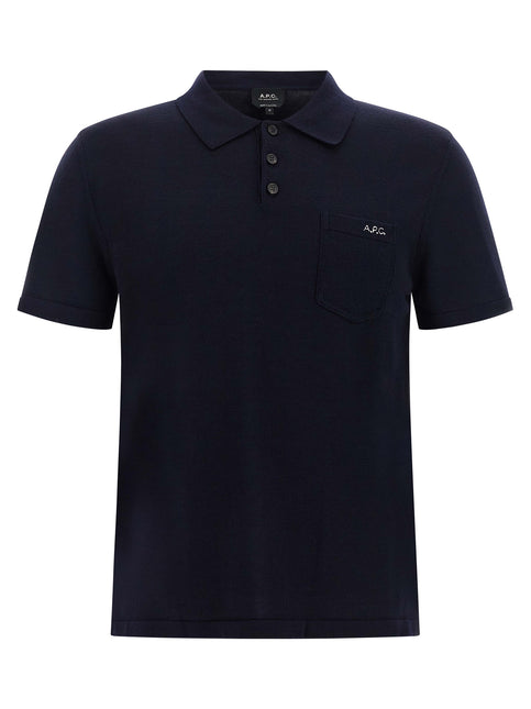 A.P.C. Blue Virgin Wool Polo Shirt