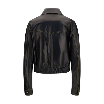 Versace Black Lamb Ovis Aries Aries Leather Jacket