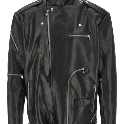 Rick Owens Black Bull Skin Leather Jacket
