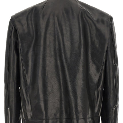 Rick Owens Black Bull Skin Leather Jacket