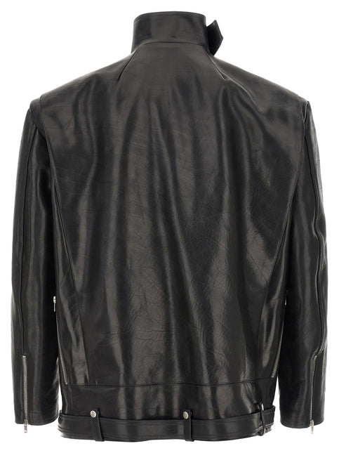 Rick Owens Black Bull Skin Leather Jacket