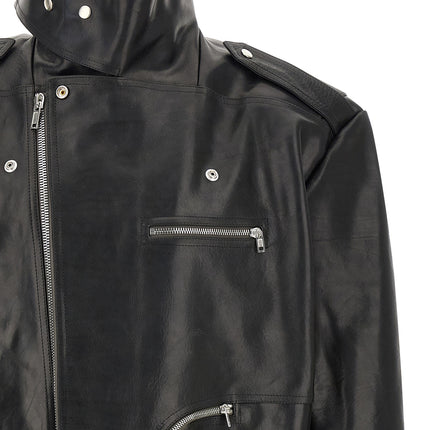 Rick Owens Black Bull Skin Leather Jacket
