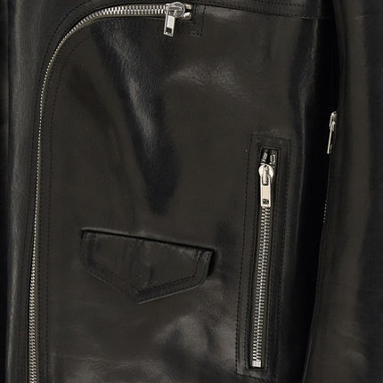 Rick Owens Black Bull Skin Leather Jacket Rick Owens