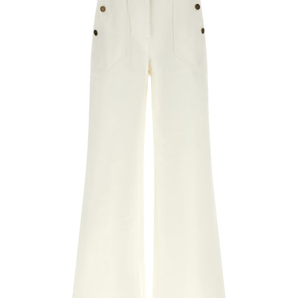 Max Mara White Cotton Flared Pants