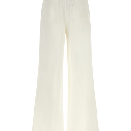 Max Mara White Cotton Flared Pants